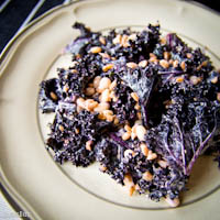 Purple kale and navy bean salad with sriracha mayonnaise